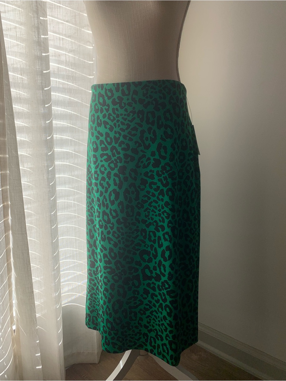 Worthington Emerald Green Leopard-Print Midi Skirt